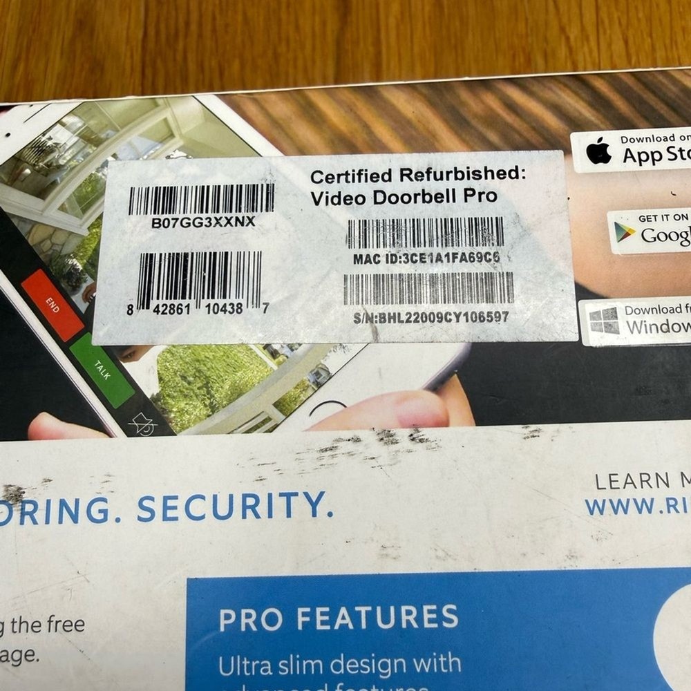 Ring Video Doorbell Pro Refurbished Open Box Complete Kit