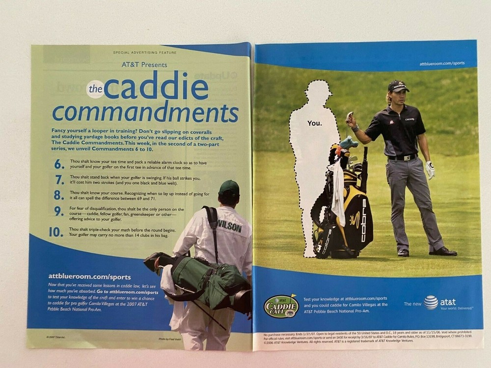 AT&T Golf Caddie Commandments 2007 Print Ad