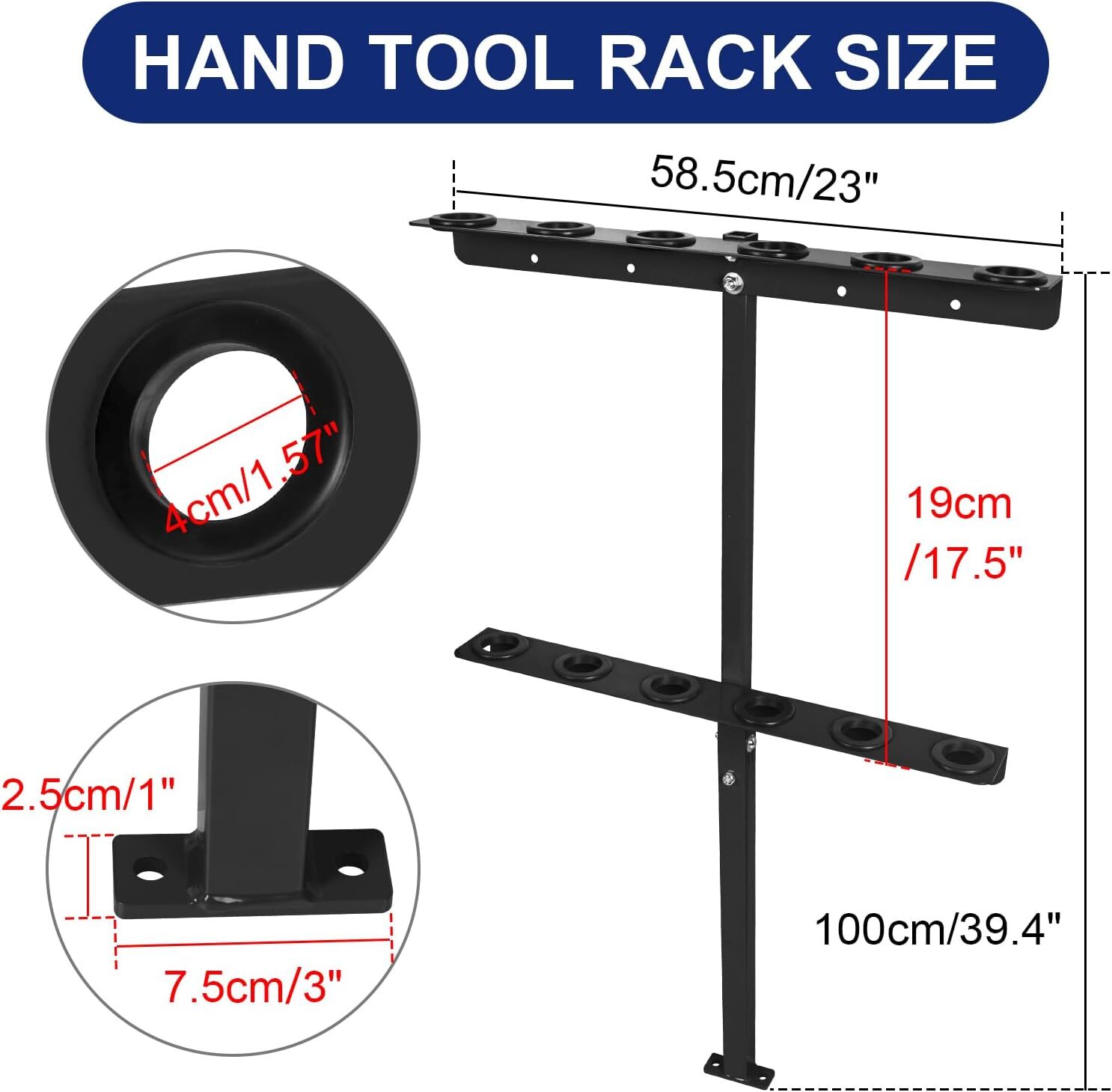 Landscape Hand Tool Rack for Truck Trailer, Vertical Hand Rack for Landscaping