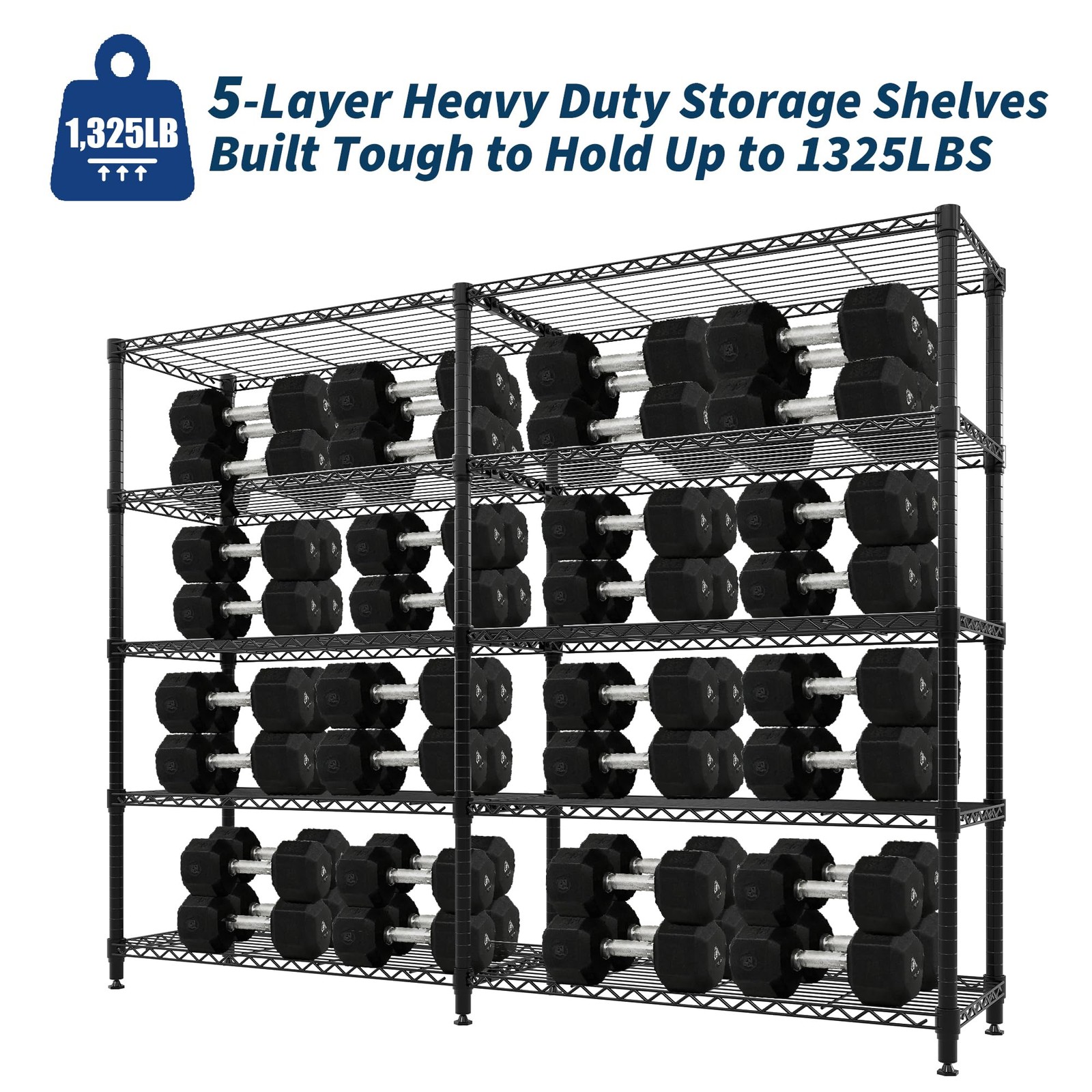 5-Tier Metal Storage Shelves Shelving Unit Garage Shelf Standing Storage Rack
