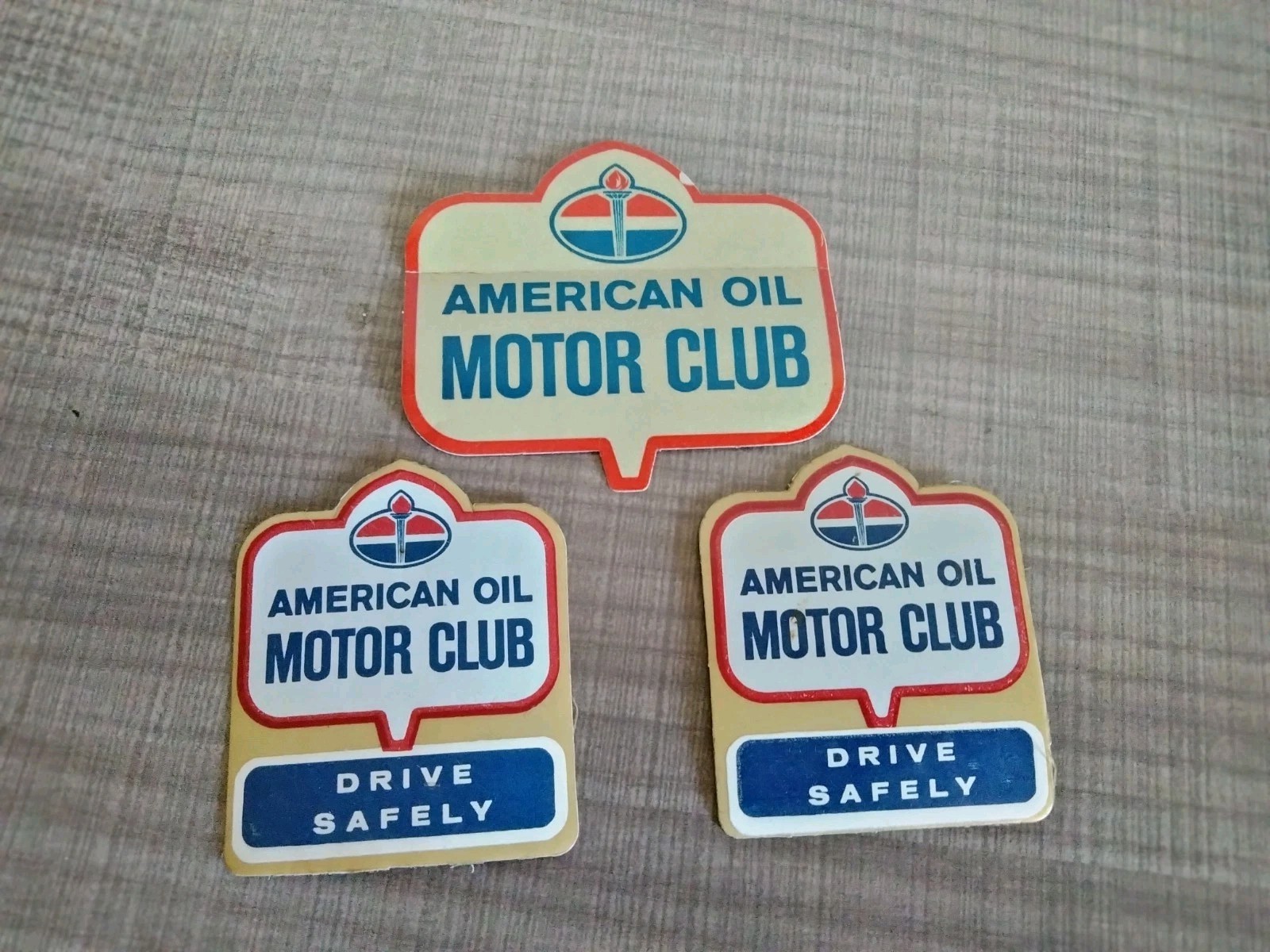 Lot of 3 Vintage American Oil Motor Club Membership Decal Window Stickers UNUSED
