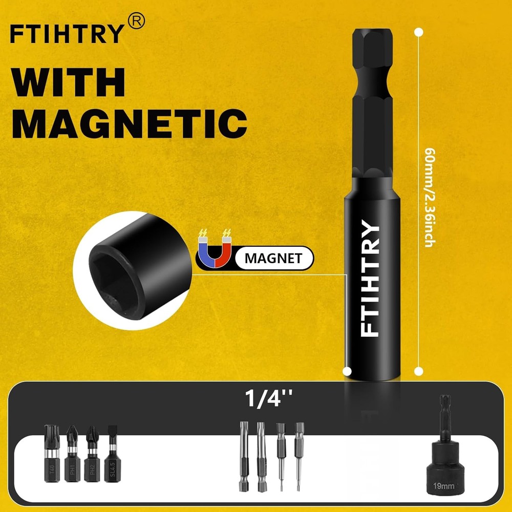 1/4”Magnetic Extension Socket Drill Bit Holder,12pcs Screwdriver Onesize