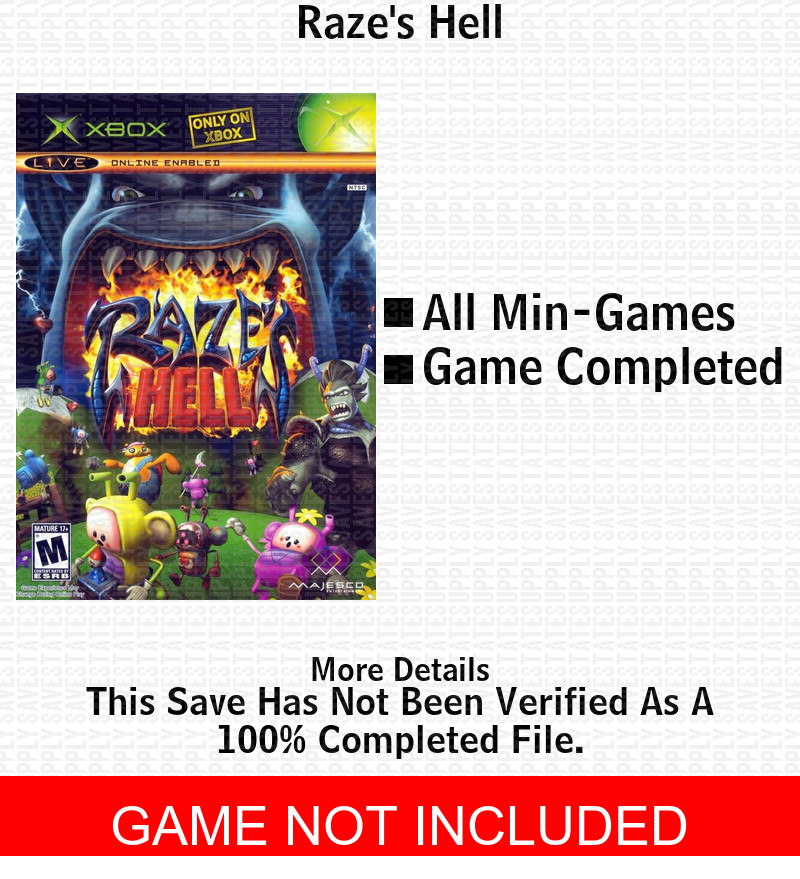 Raze's Hell XBOX USB Save 100% Unlocked