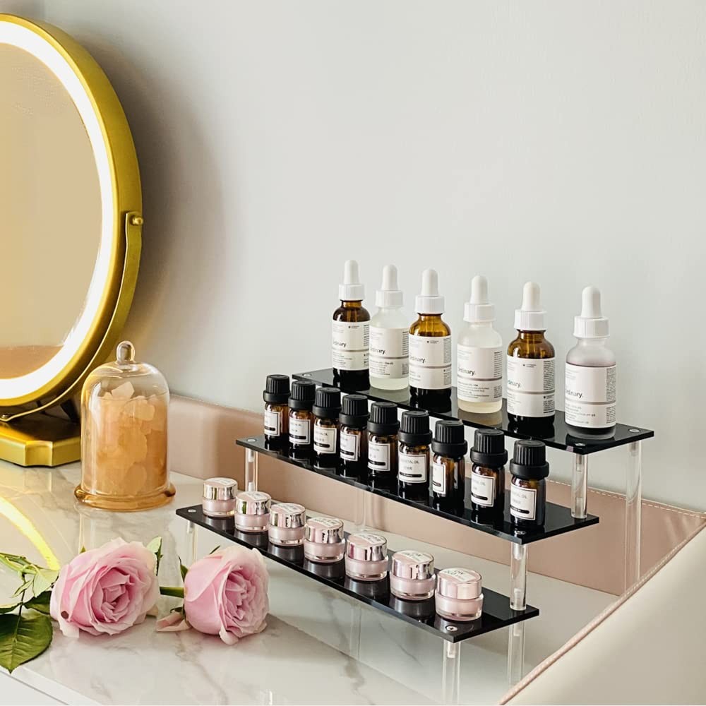 Acrylic Riser, Black Display Risers Stand Large Collection Organizer Shelf fo...