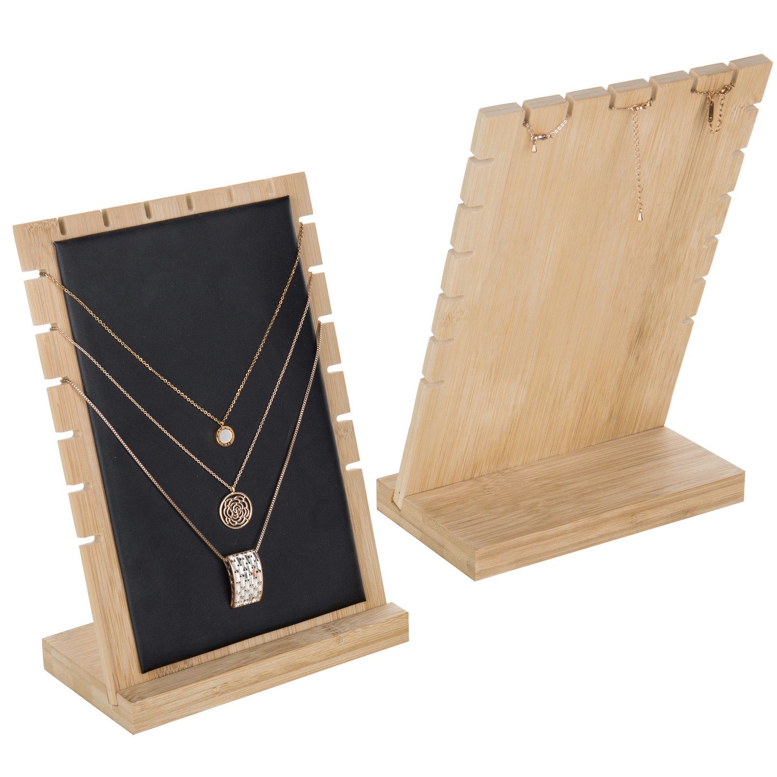 Bamboo Necklace Jewelry Tabletop Display Boards, Jewelry Towers, Set of 2