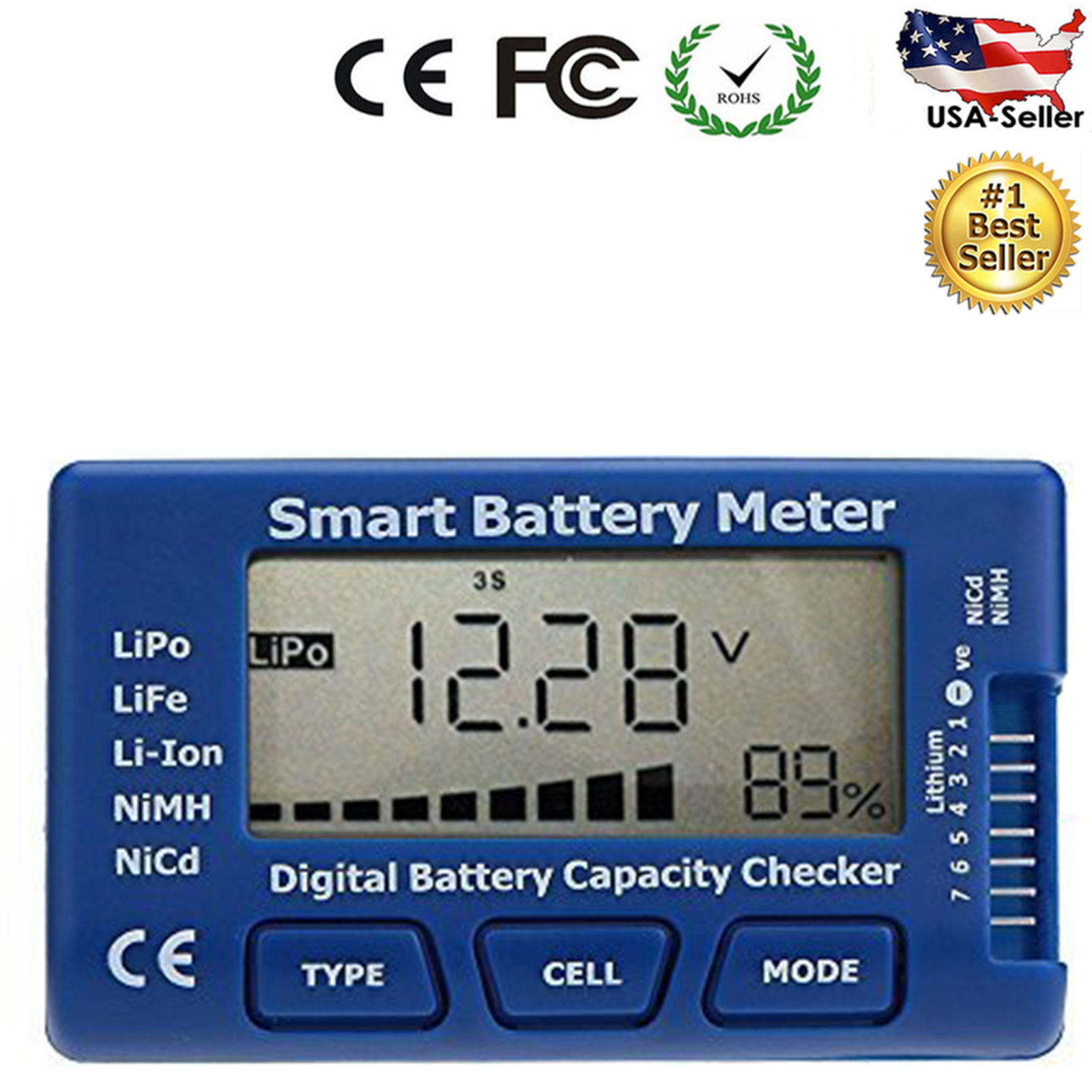 RC CellMeter Digital Battery Checker Voltage Tester for LiPo Li-ion NiMH Nicd