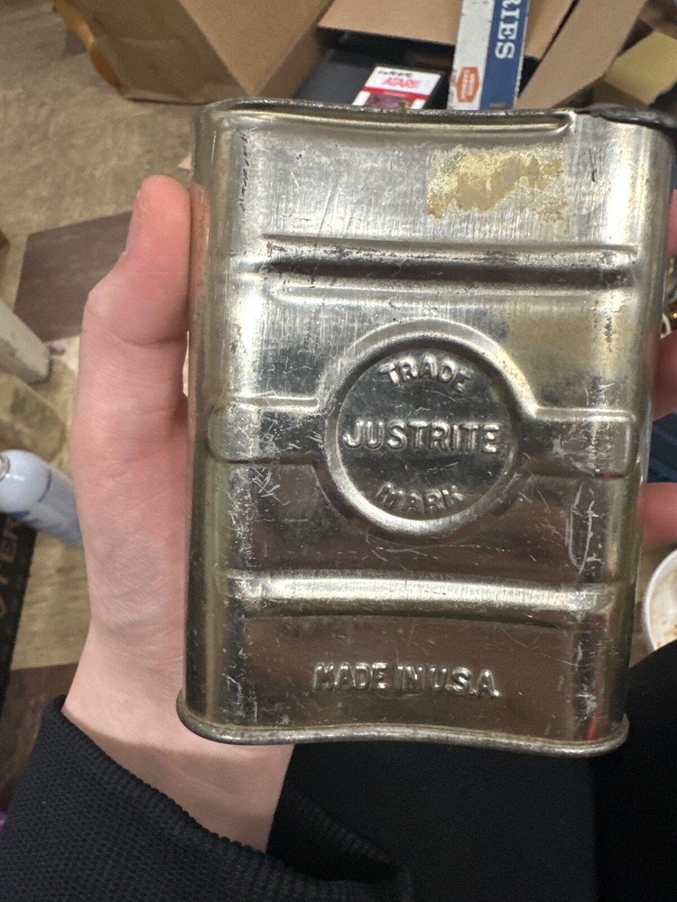 Vintage Justrite Carbide coal miners flask