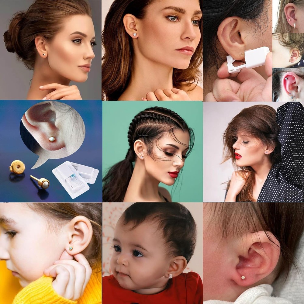 Ear Piercing Gun Kit 6Pcs Disposable Including 2Pcs Gold231