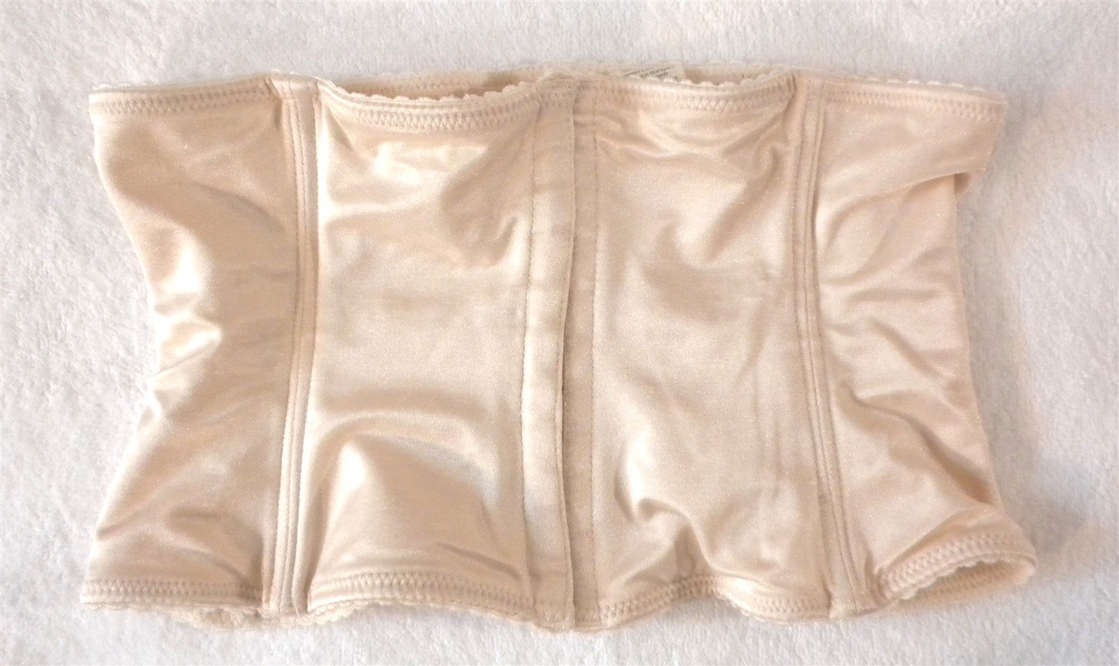 VINTAGE SEARS # 26489 WAIST CINCHER NIPPER BONED CORSET 11 HOOKS XL BEIGE NYLON