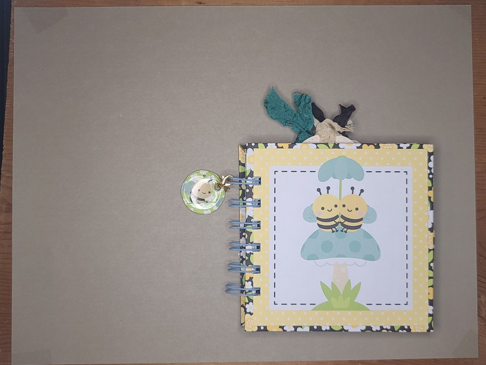 Little cinched journal notebook, Spring, handmade