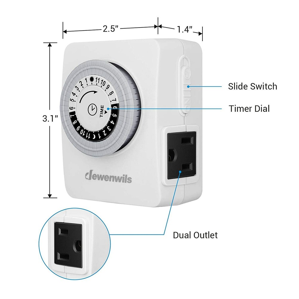 DEWENWILS 2 pack Indoor Outlet Timer Plug in Electrical Timer for Aquarium
