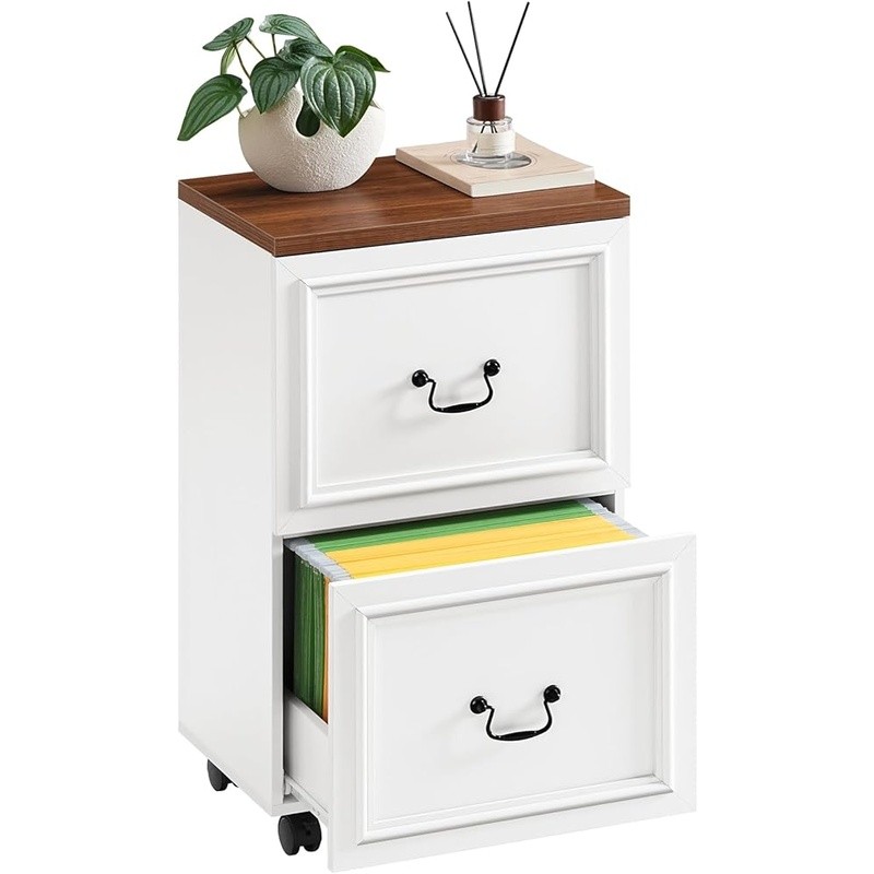 Versatile Rolling File Cabinet W/ Smooth Adjustable Hanging Rods Office Storage