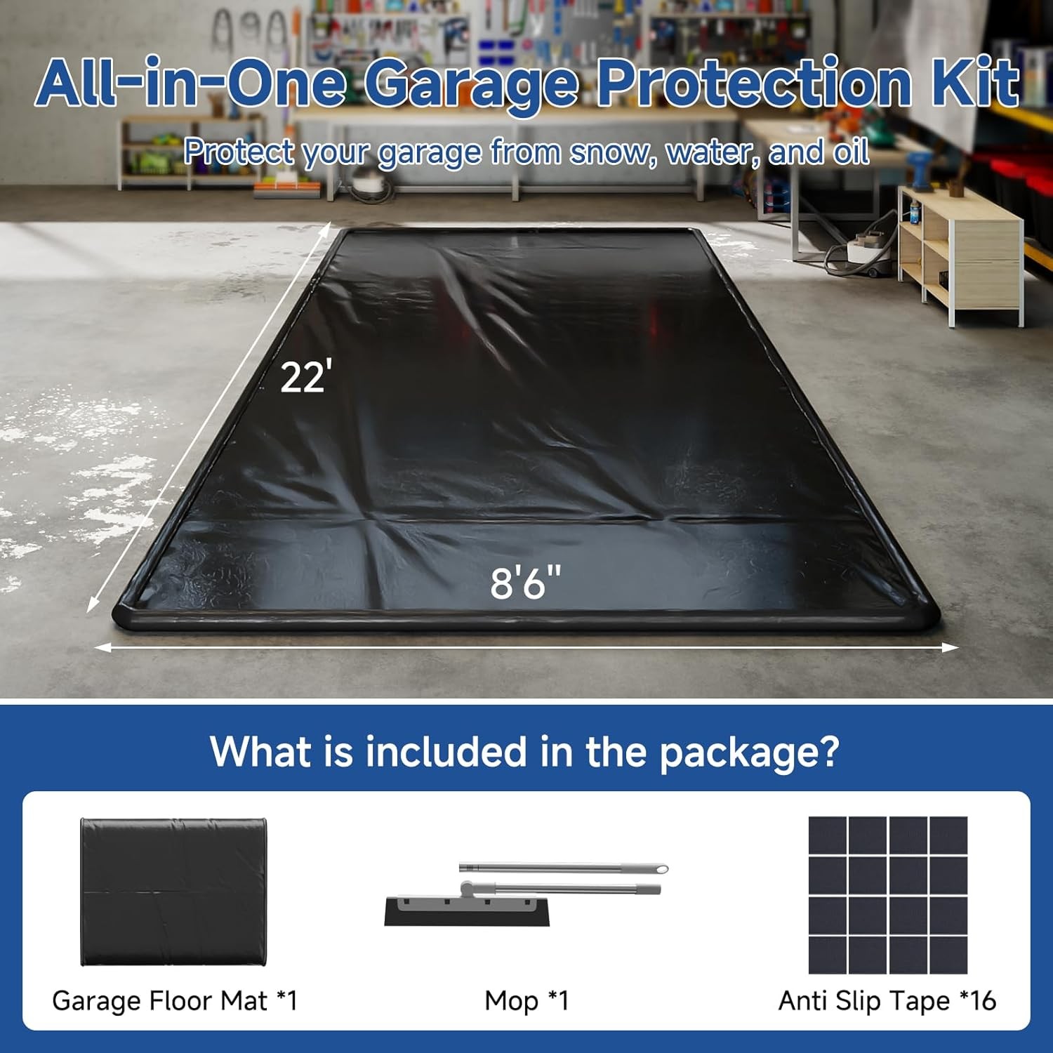 MOPHOTO Containment Garage Floor Mat Under Car HeavyDuty WaterproofGarage Carpet