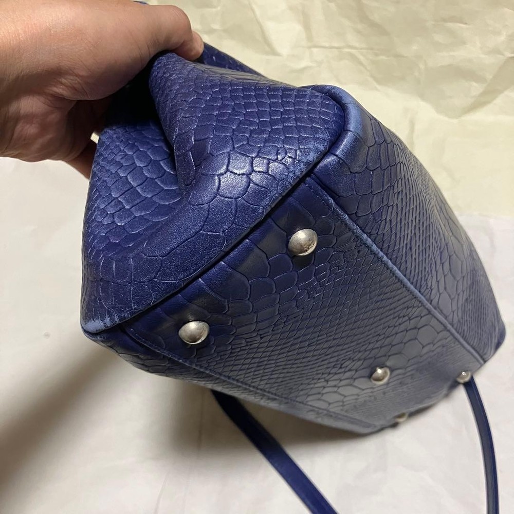 Longchamp Crocodile Embossed Handbag 2way 07a