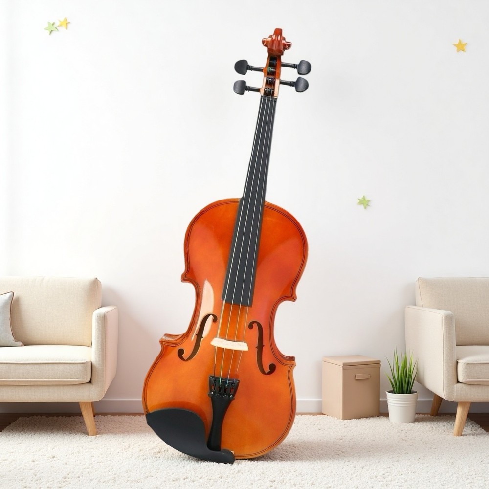 4/4 Full Size Acoustic Beginner Violin Set - Shoulder Rest, Strings, Natural