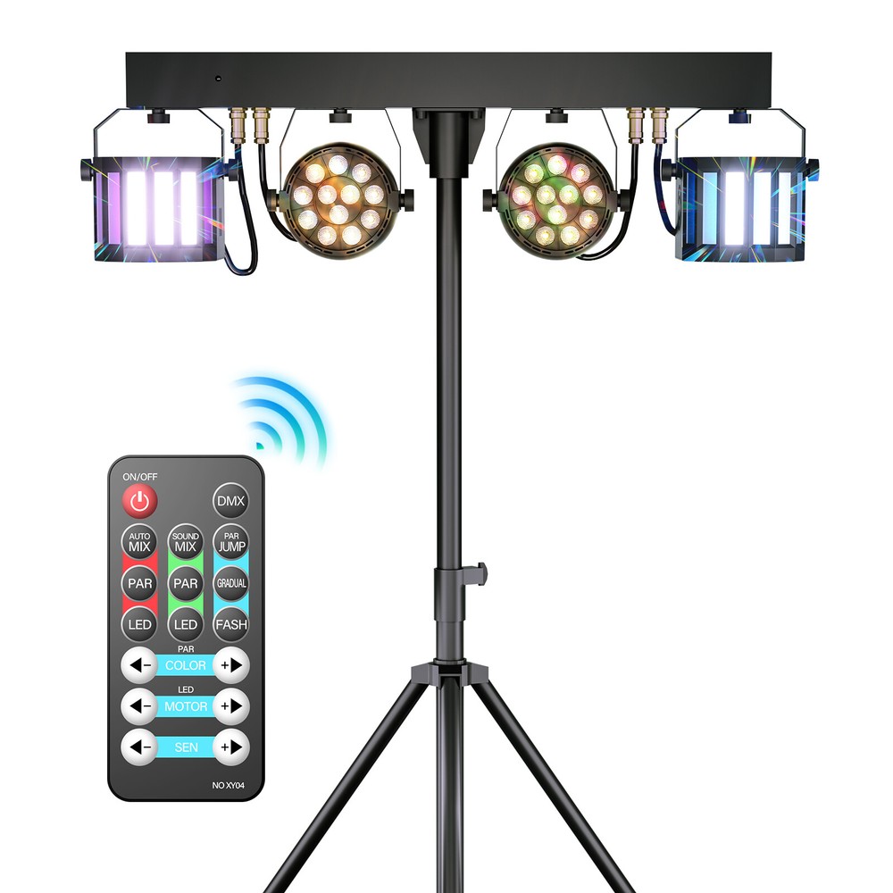 DJ Light System Set With Tripod And Remote Control LED PAR Derby Light Effects