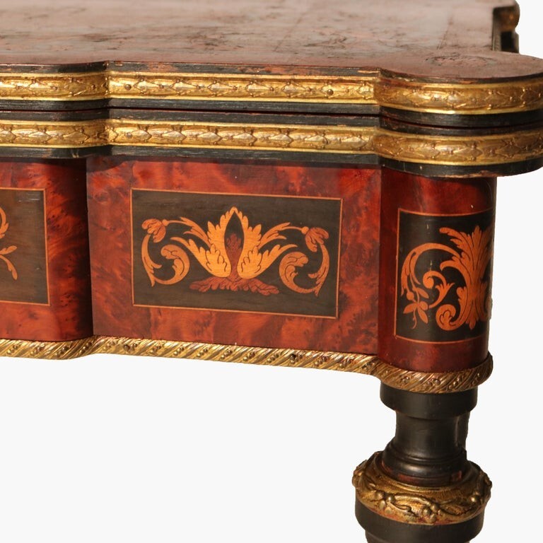 Antique Ebonized, Ormolu & Inlay Card Table C1880