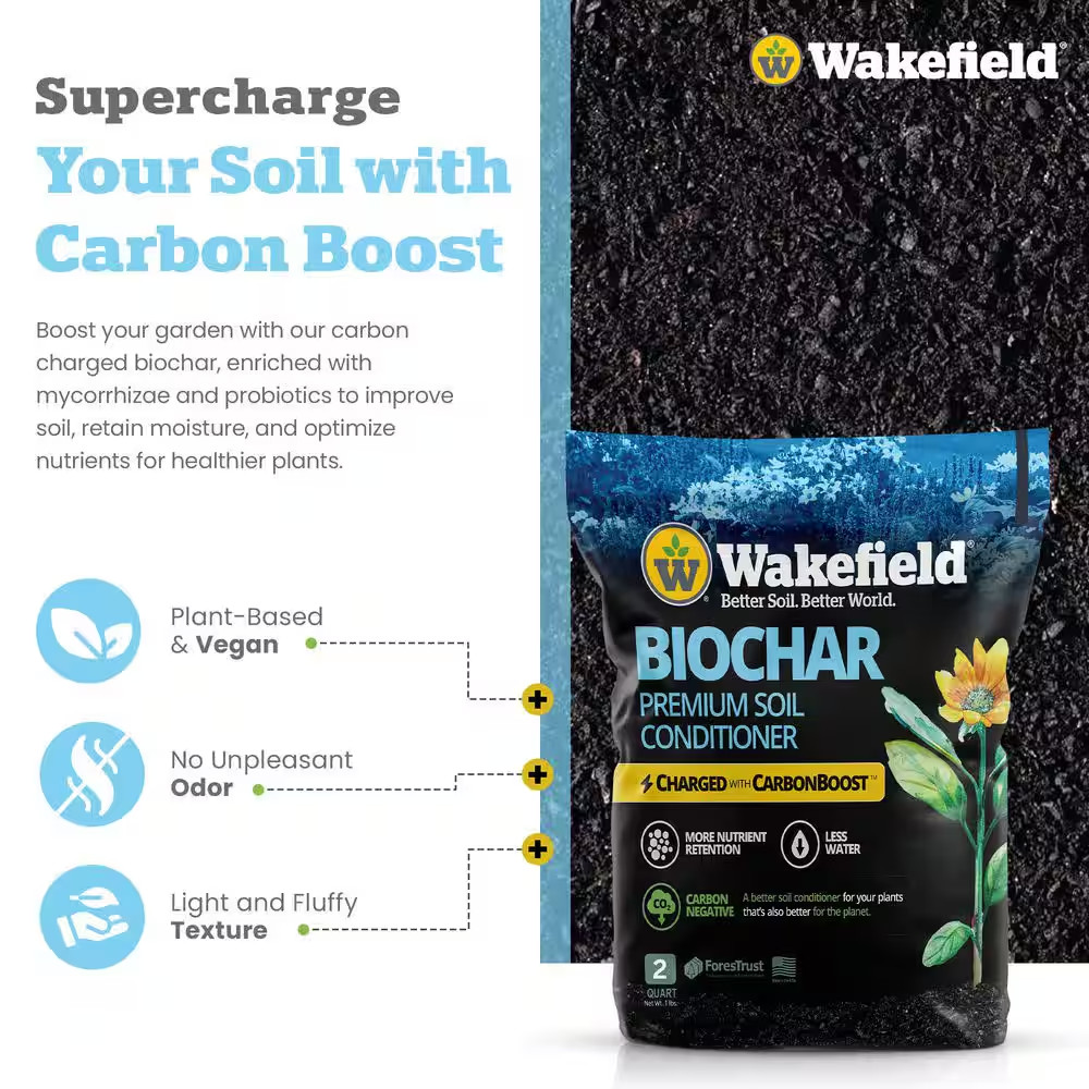 Biochar with Carbonboost, Soil Amendment-2 Qt. Bag