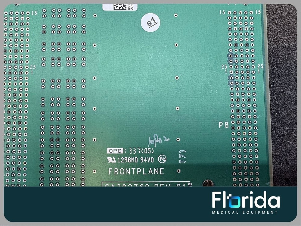 GE VIVID E9 FRONTPLANE P/N: GA200760-03. PULLED FROM WORKING CONDITION
