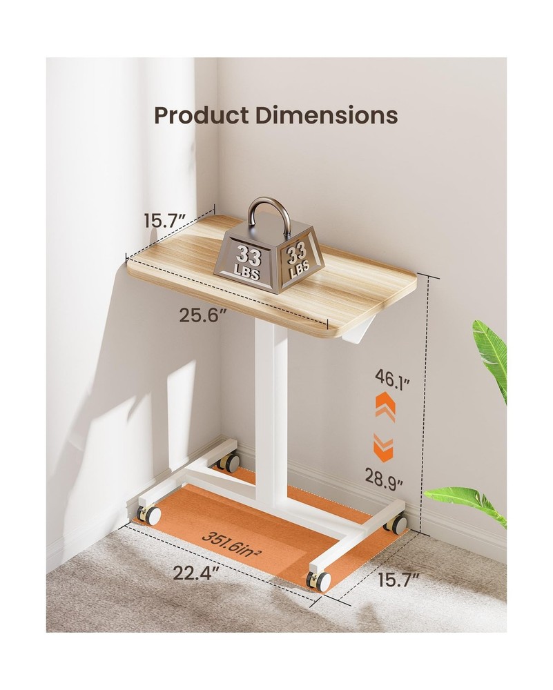 ErGear Mobile Small Standing Desk, Enhanced Adjustable Height Computer Workst...