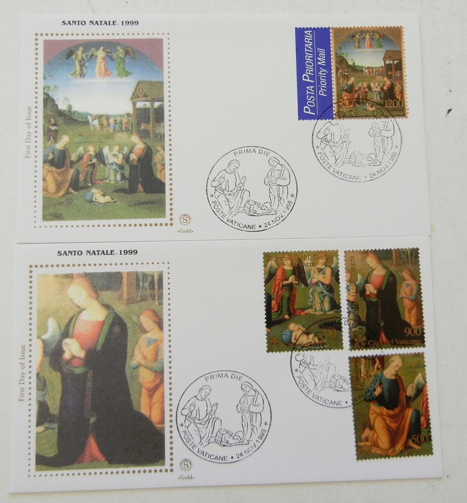 Vatican sc1124-1127 FDCs silk cachet Christmas