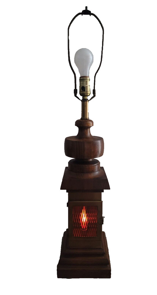 Vintage Fireplace Table Lamp  Fire Lights Up