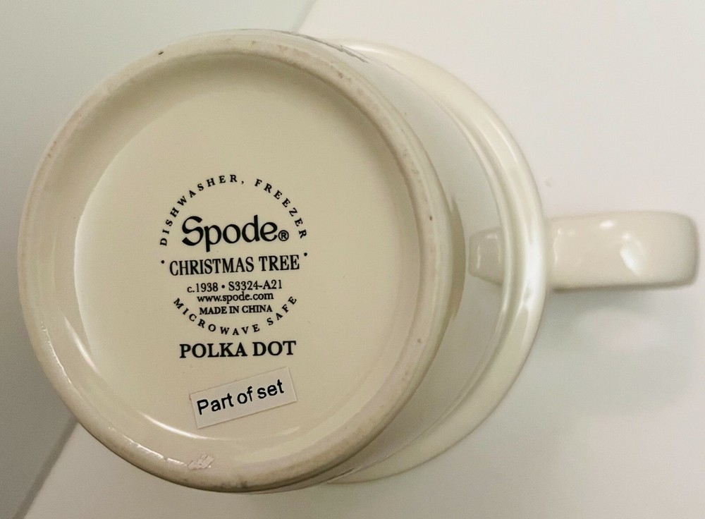 SPODE Mugs, "Christmas Tree", Polka Dot Ceramic, 4, Replace, Add or COLLECT!
