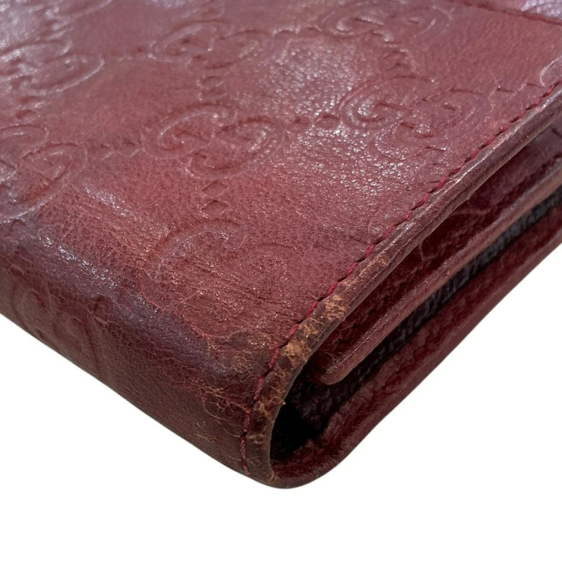 Gucci Bifold Wallet Wine Red Leather Long Box