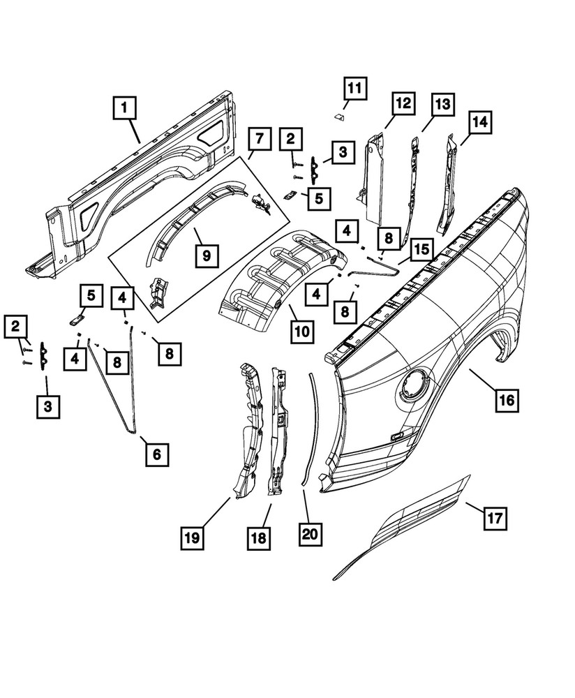 Genuine Mopar Wheelhouse Outer Panel Right 68364396AA