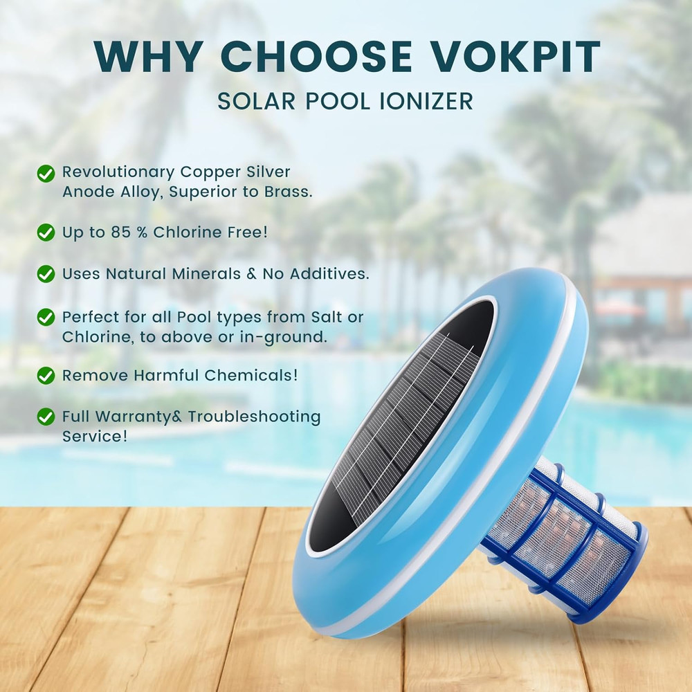 Pool Ionizer Solar Powered,Copper Ionization,Floating Automatic Water Cleaner an