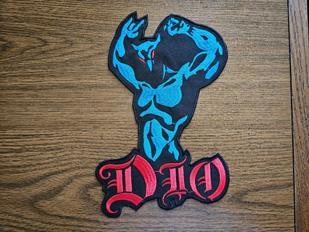 DIO+ LOGO, SEW ON RED AND BLUE EMBROIDERED LARGE BACK PATCH
