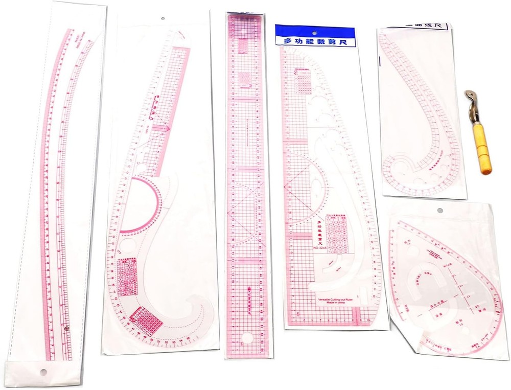 7pc French Curve Ruler Set for Sewing, Tailoring, & Pattern Making Tools