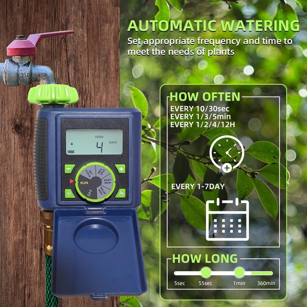 Single Water Timer Garden Irrigation Controller Sprinkler Hose Timer with Big...