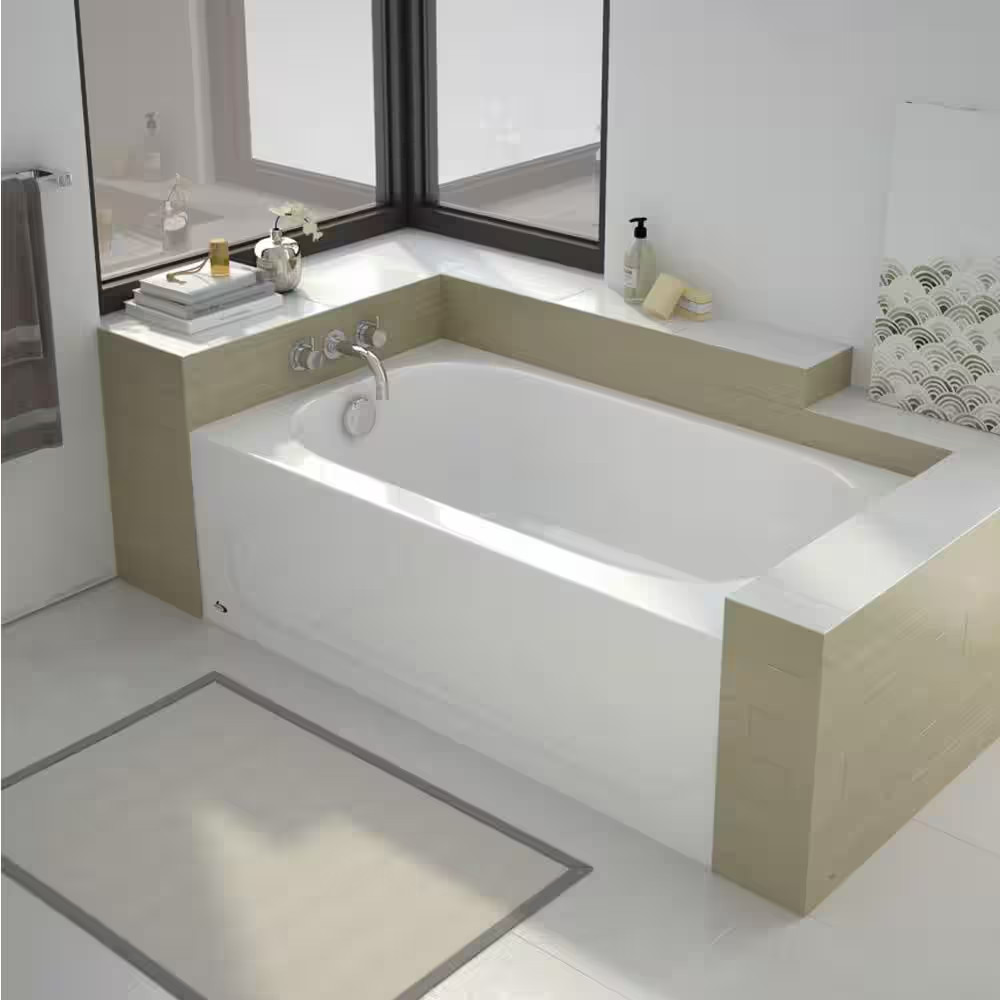 Kona 54 In. X 30 In. Soaking Bathtub with Right Drain in White