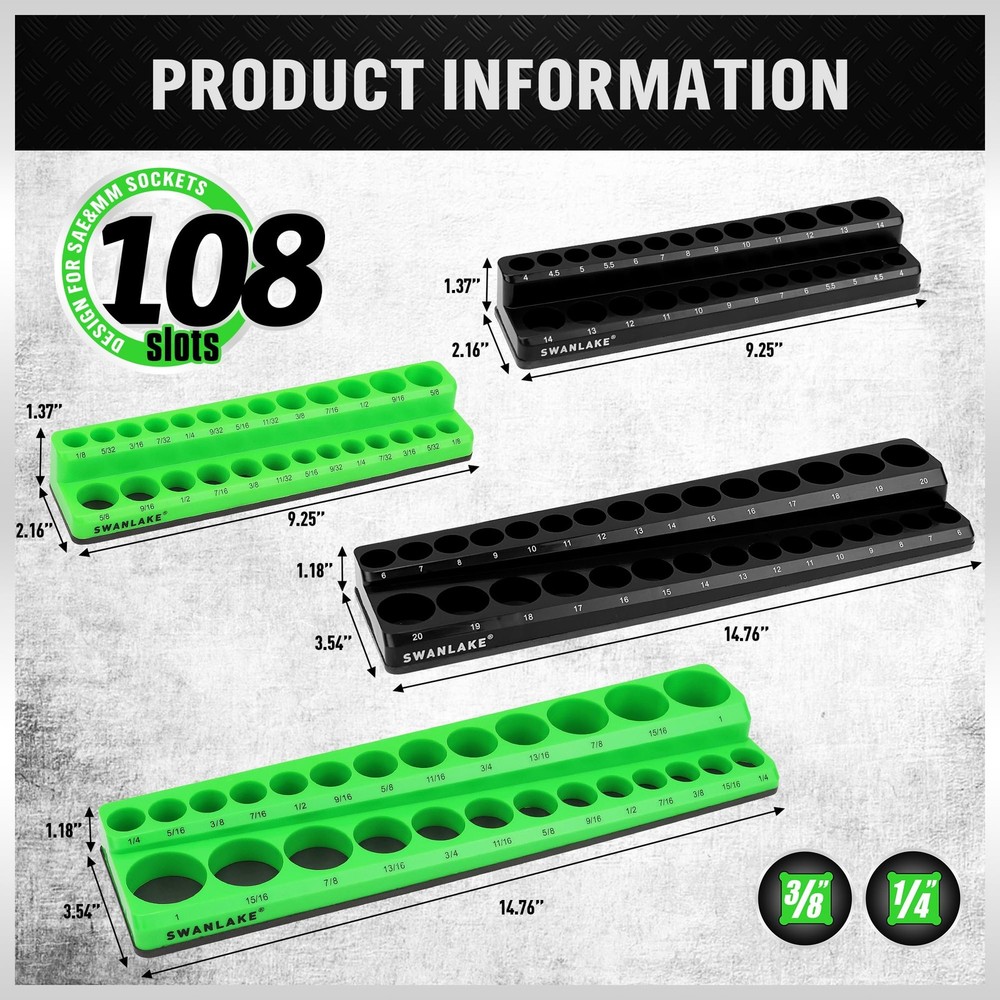 GARDEN TOOLS Magnetic Socket Organizer Set 4PCS Socket Holder Set