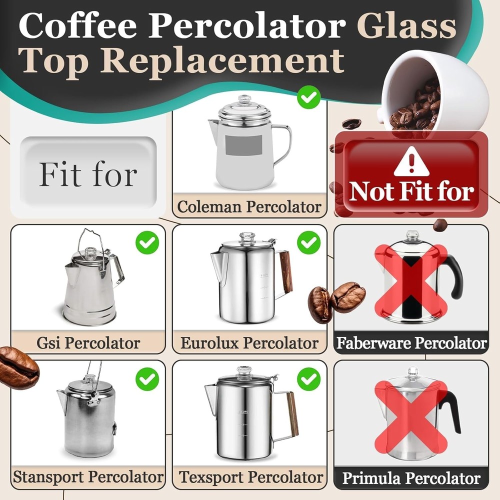 4Pcs Coffee Percolator Glass Top Replacement - Top...