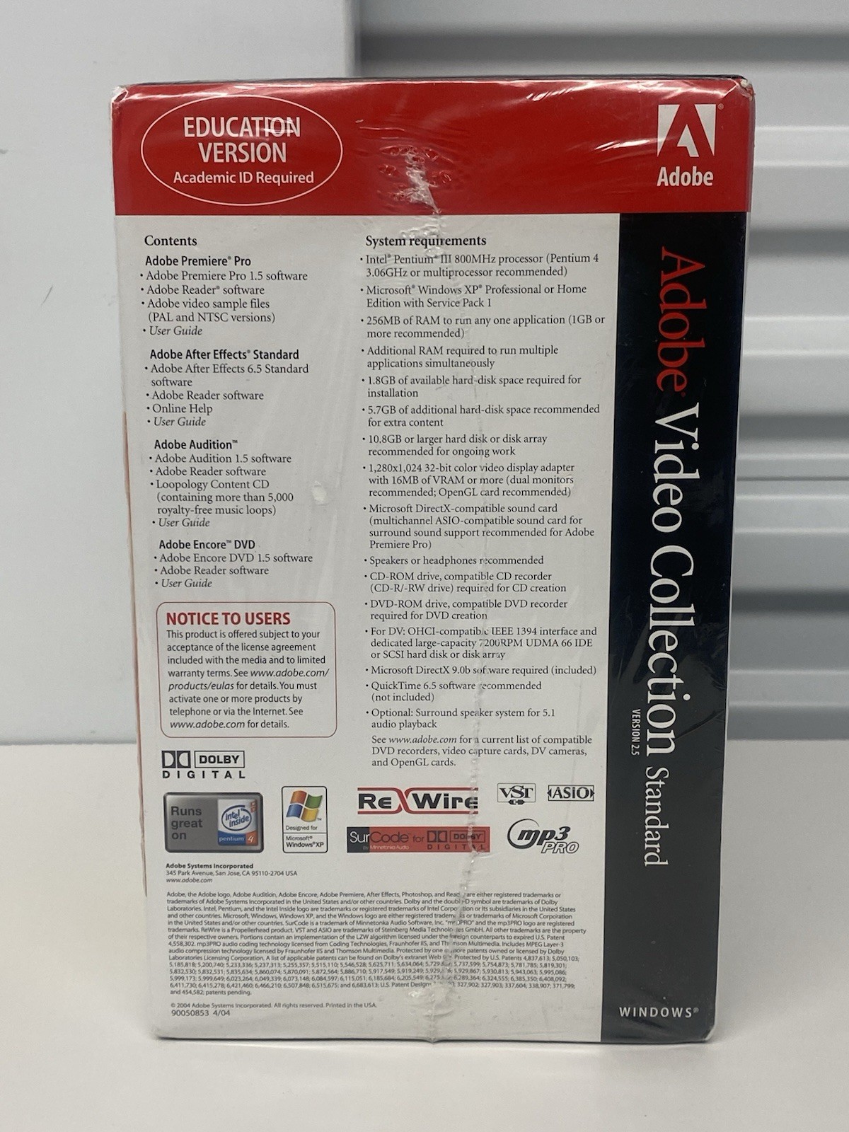 ADOBE VIDEO COLLECTION STANDARD EDUCATION VERSION 2.5 NEW & SEALED