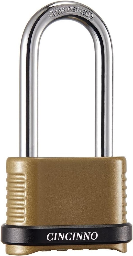 4 Digit Combination Lock, Heavy Duty Combo Padlock with Long Shackle for Outd...