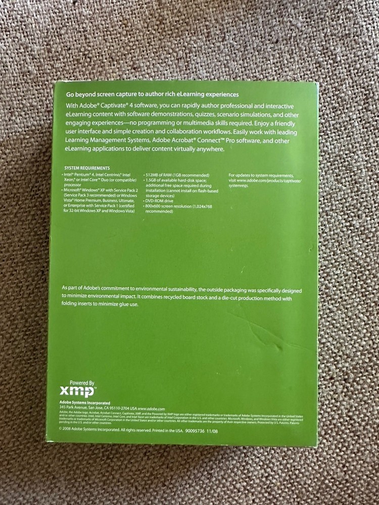 Ad0be Captivate 4.0 Software Windows Full Retail W/ Serial Number