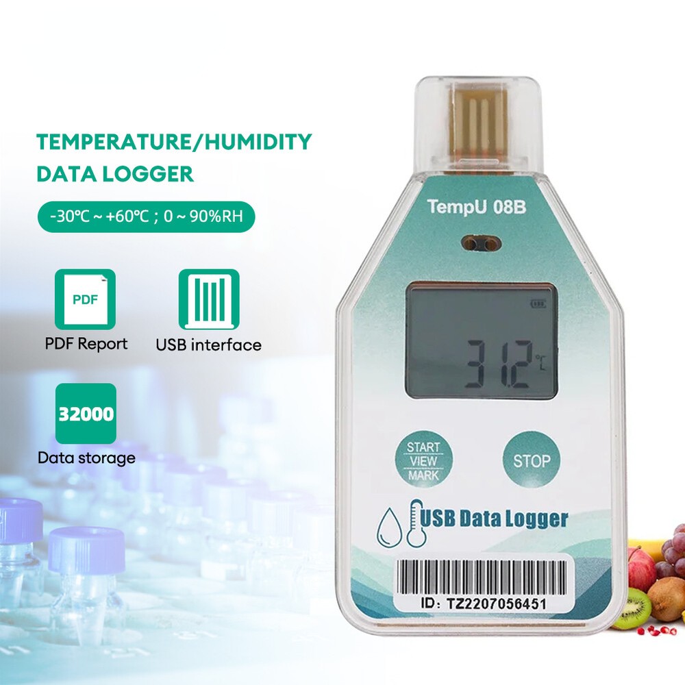 USB TempU08B High-Precision Temperature Humidity Data Logger 32000 Sets Recorder
