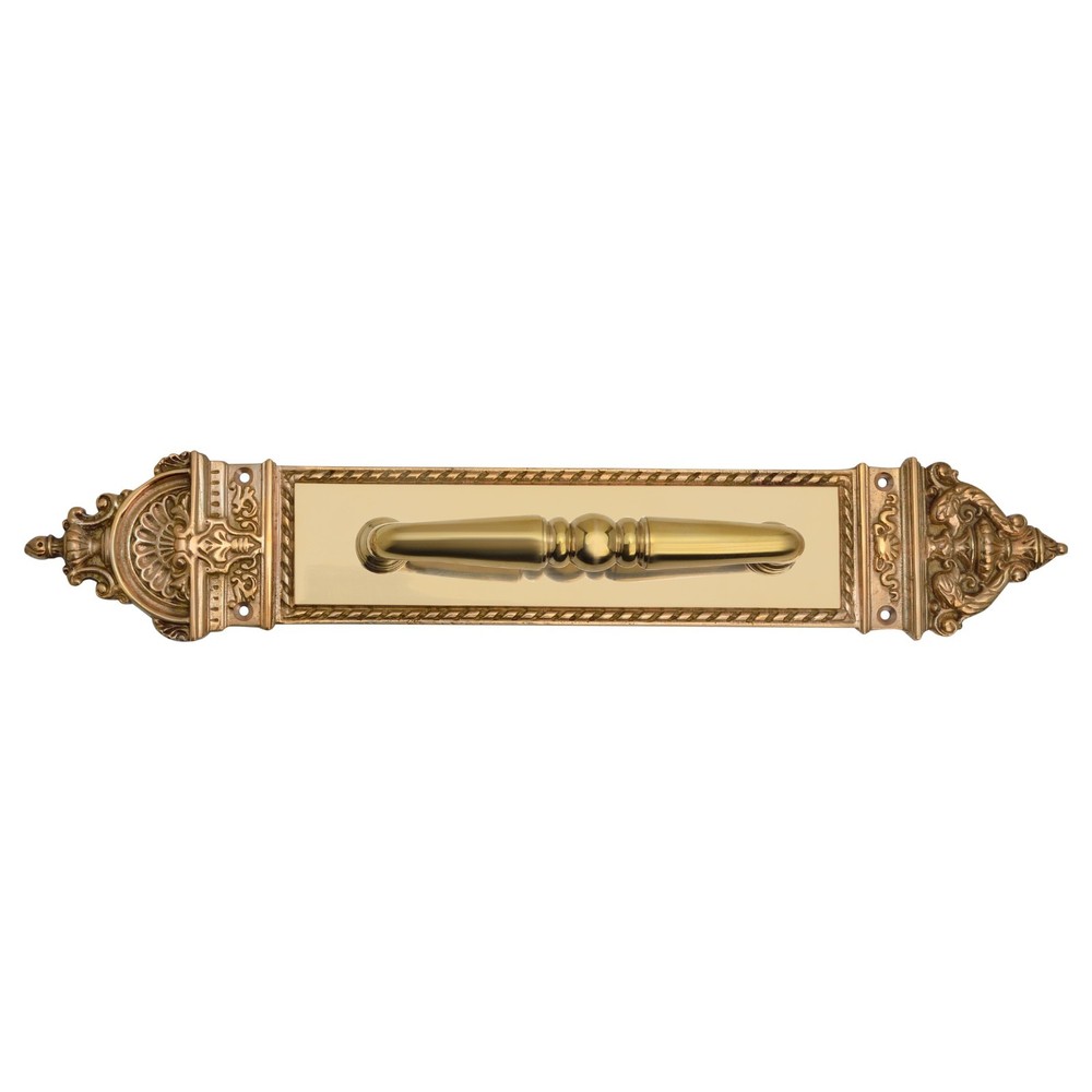 Solid Brass Ornate Door Pull Handle with Backplate – Antique Victorian Style