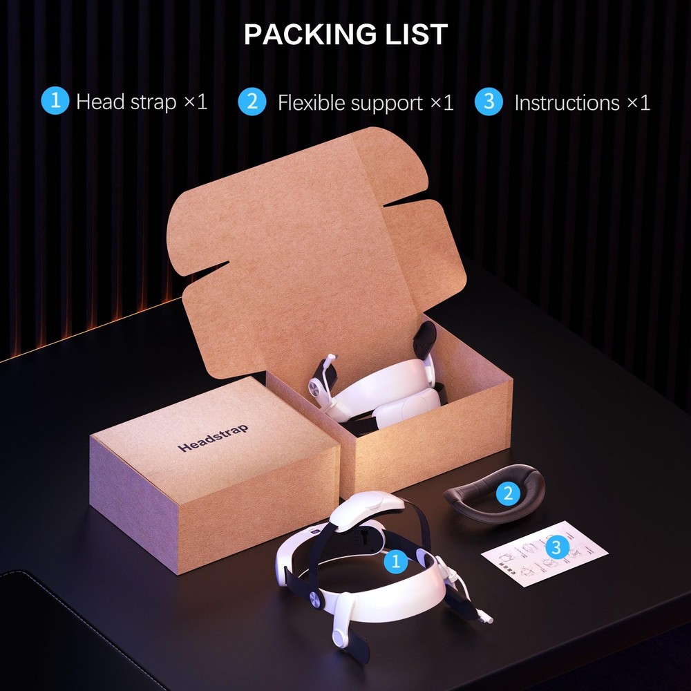 Head Strap for Oculus Meta Quest 3/3S with Battery, Adjustable VR with -Click...