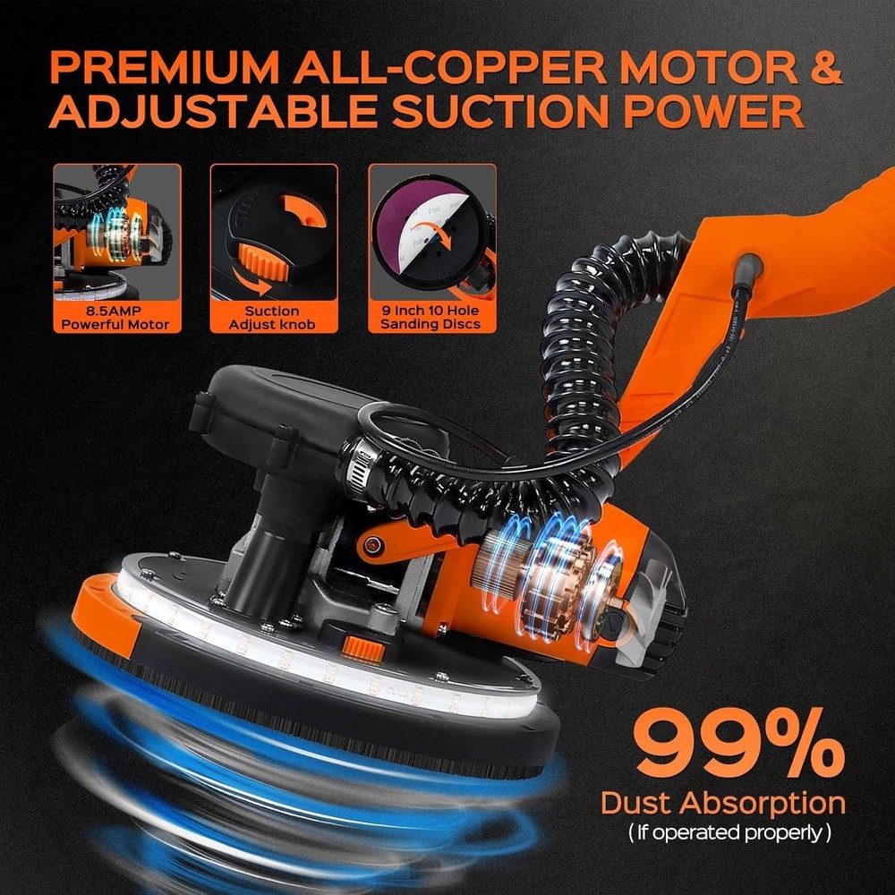 Drywall Sander Tool, 8.5 Amp Popcorn Ceiling Removal Tool with 7 Variable Spe...