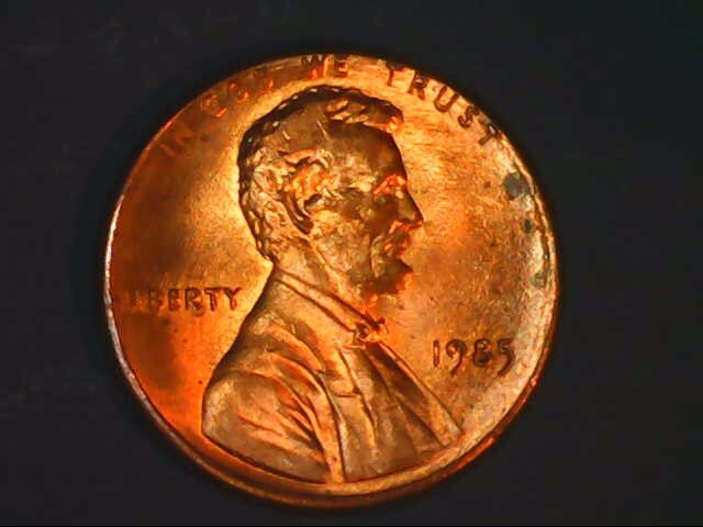 1985 P Lincoln cent - clashed dies rev. error
