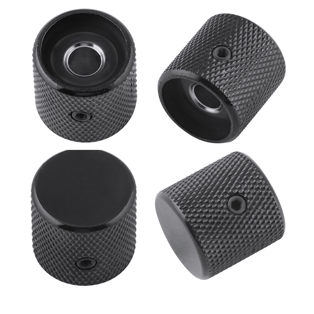 Guitar Control Knobs Flat Top Volume Tone Knobs 6mm Shaft Screw Type Metal Black