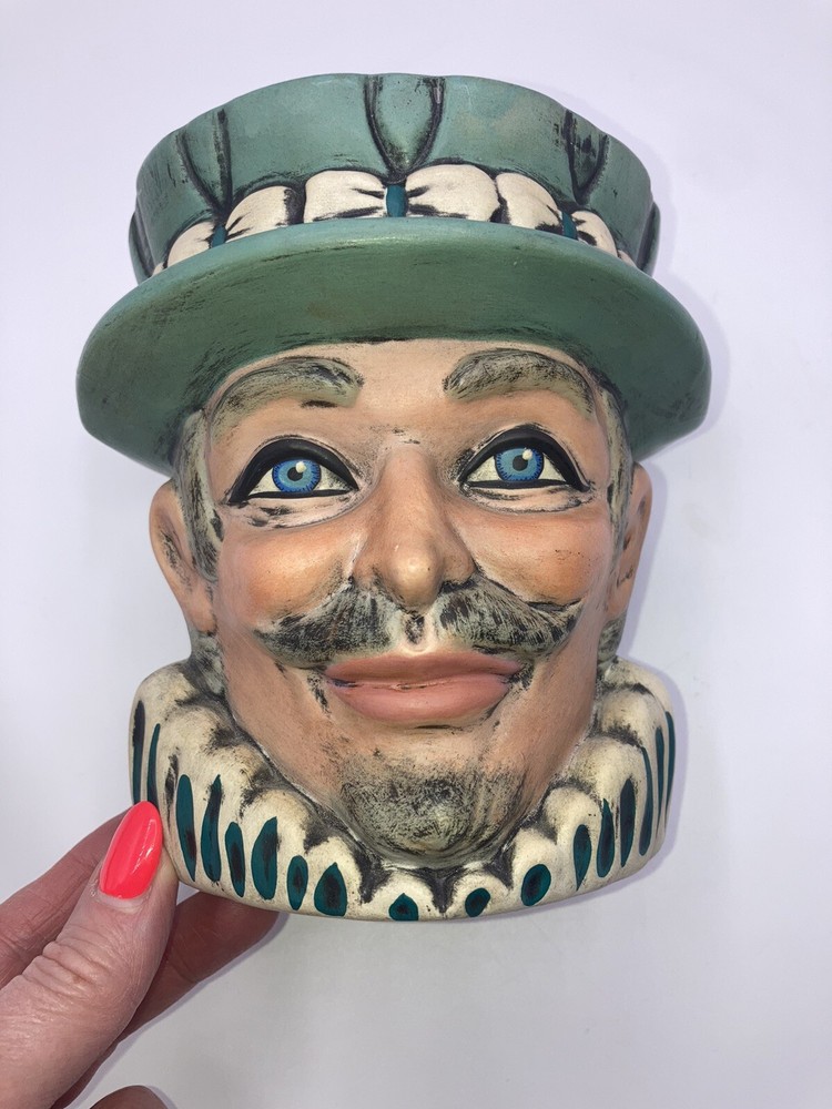 Vintage Jester Head Planter Glazed Ceramic No Chips Or Cracks