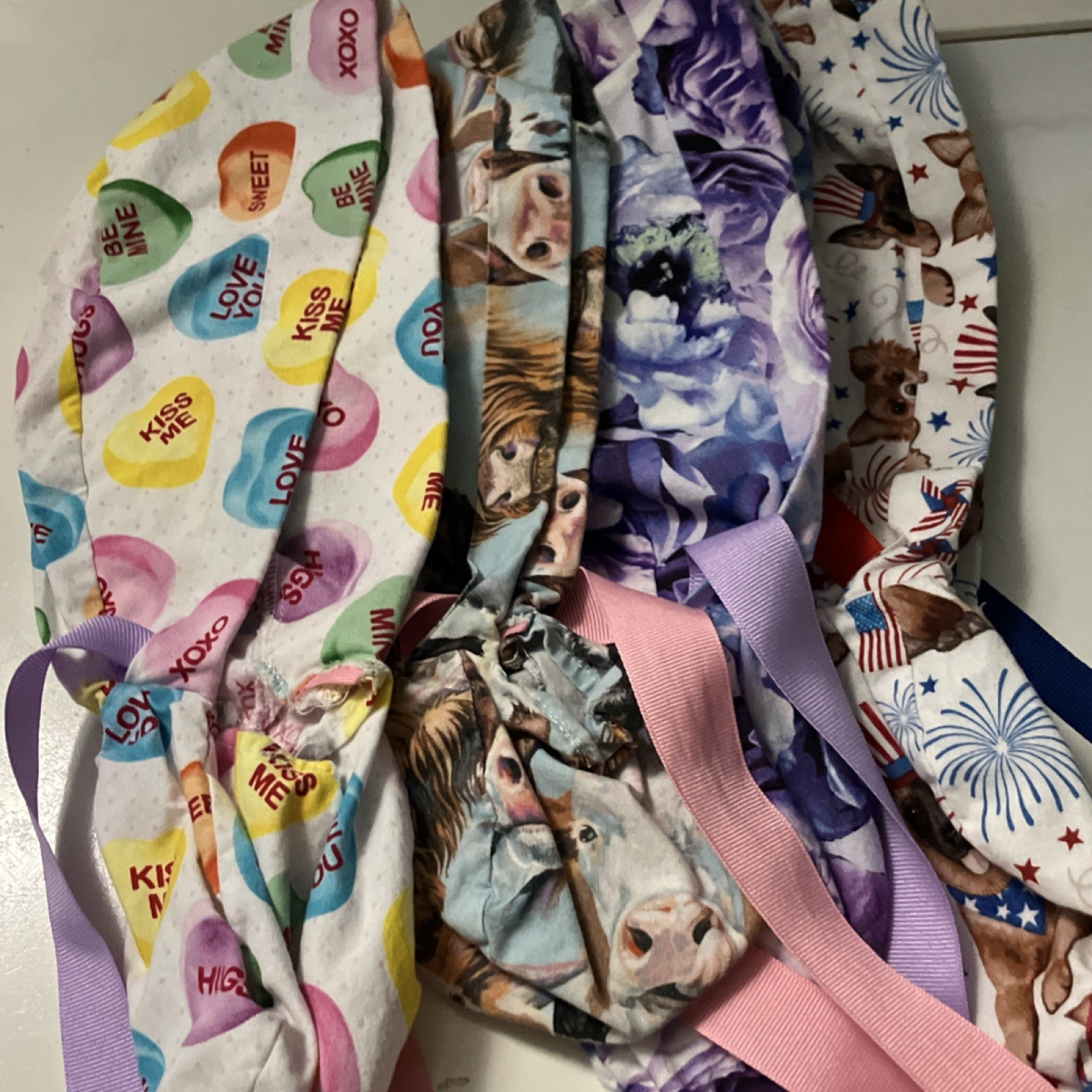 Multicolor Cotton Medical Scrub Caps Assorted Prints Unisex One Size Medical