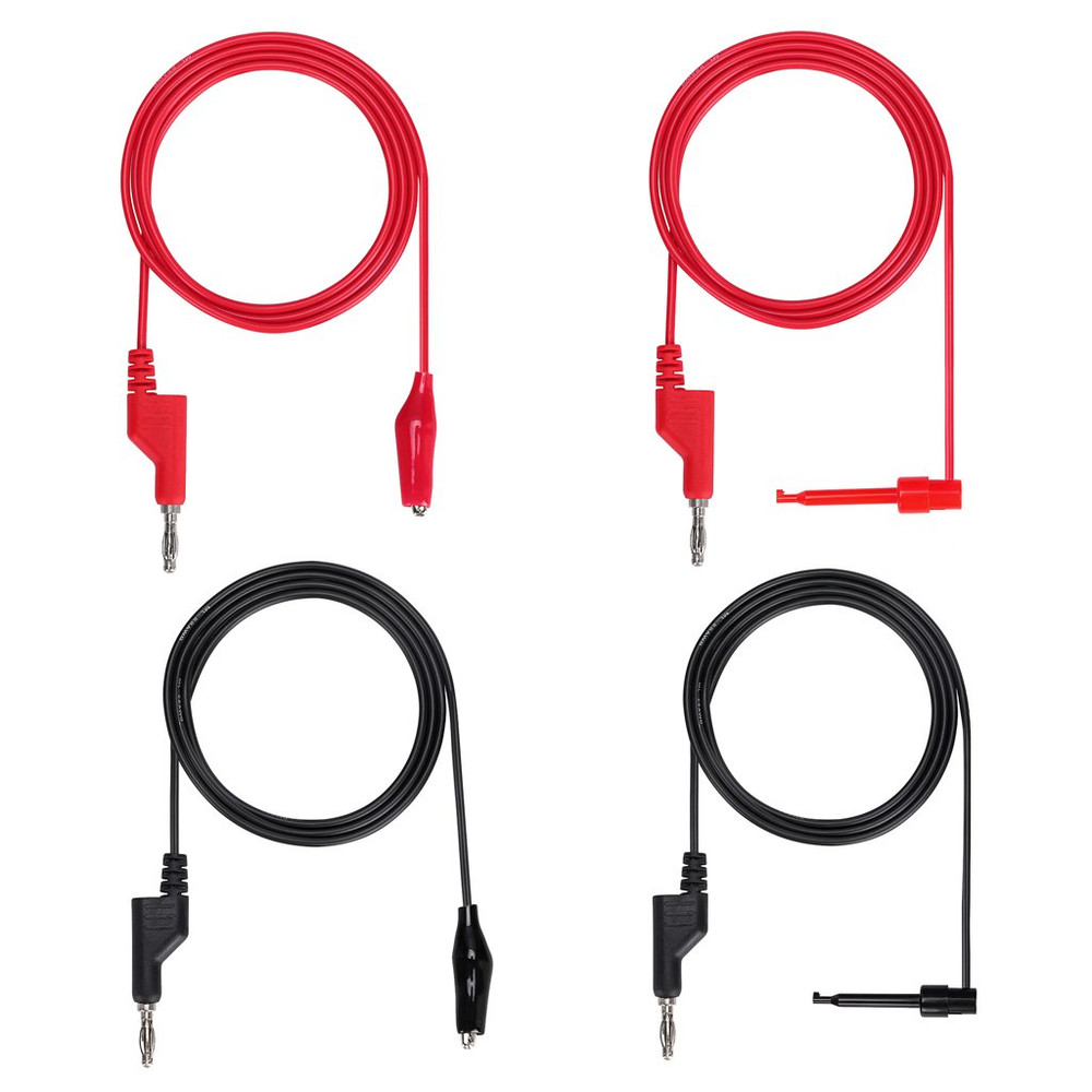 Multimeter Test Lead Set - Stackable Banana Plug to Test Hook, Banana Plug to Al