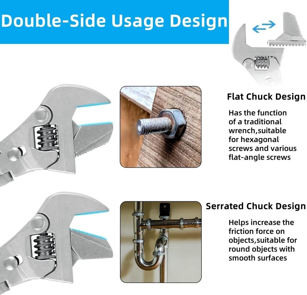 Flexhead Adjustable , 10" to 12" Ratcheting Crescent Wrenches with Retractable E