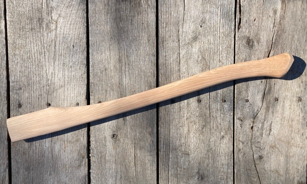 28" Curved Single Bit Hickory Axe Handle. Plain Sanded Amish Made in USA